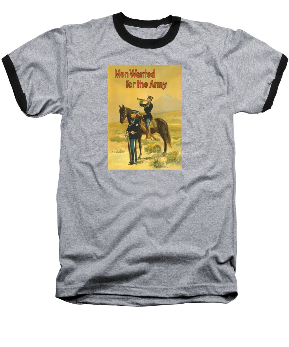 Army Baseball T-Shirt featuring the painting Men Wanted For The Army by War Is Hell Store