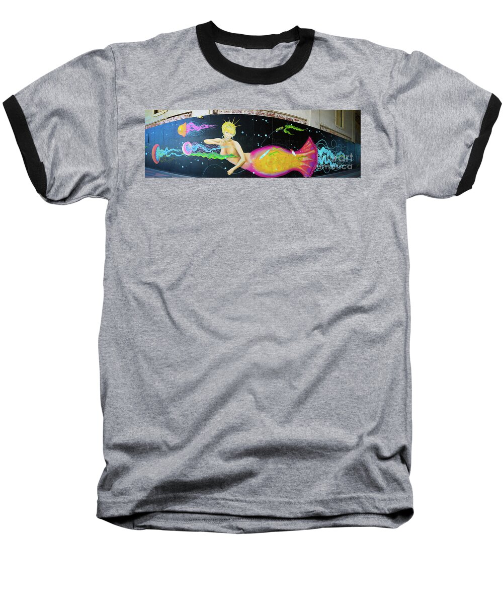Asbury Park Baseball T-Shirt featuring the photograph Mermaid and Jellyfish Panoramic by Colleen Kammerer