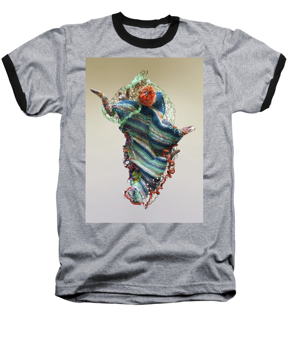  Baseball T-Shirt featuring the sculpture SOLD Mermaid Sculpture by Sylvia Greer