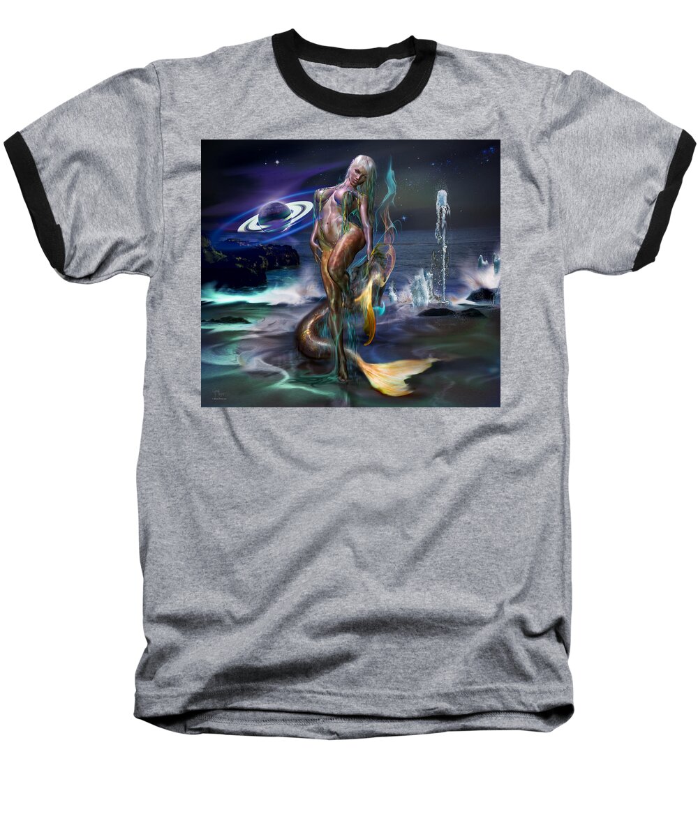 Mermaids Baseball T-Shirt featuring the photograph Mermaids Moon Light by Glenn Feron