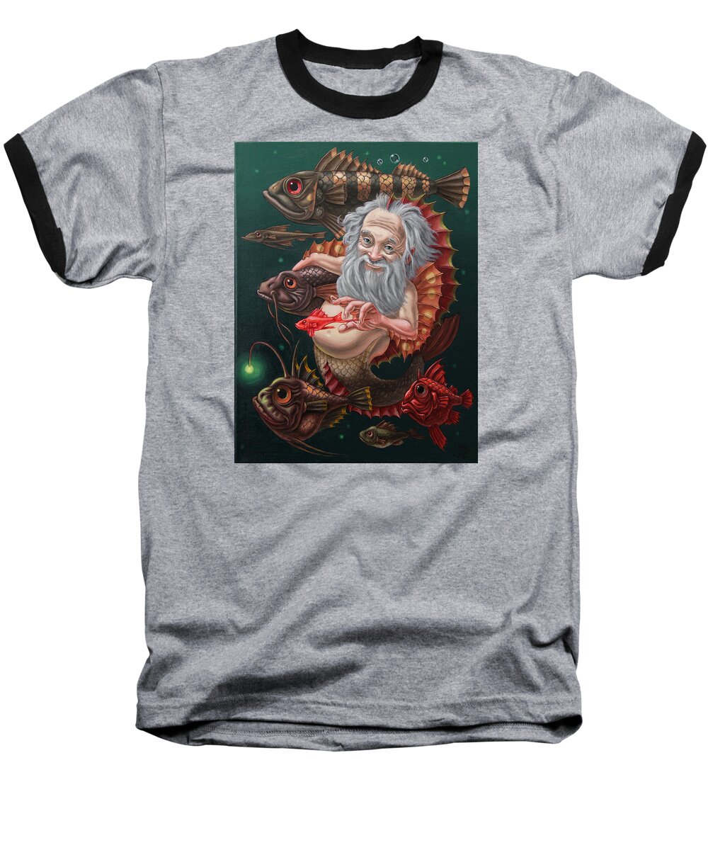 Merman Baseball T-Shirt featuring the painting Merman by Victor Molev