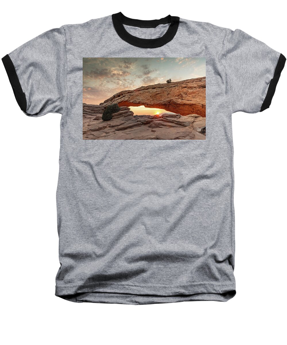 Canyonlands Baseball T-Shirt featuring the photograph Mesa Arch at Sunrise by Kyle Lee