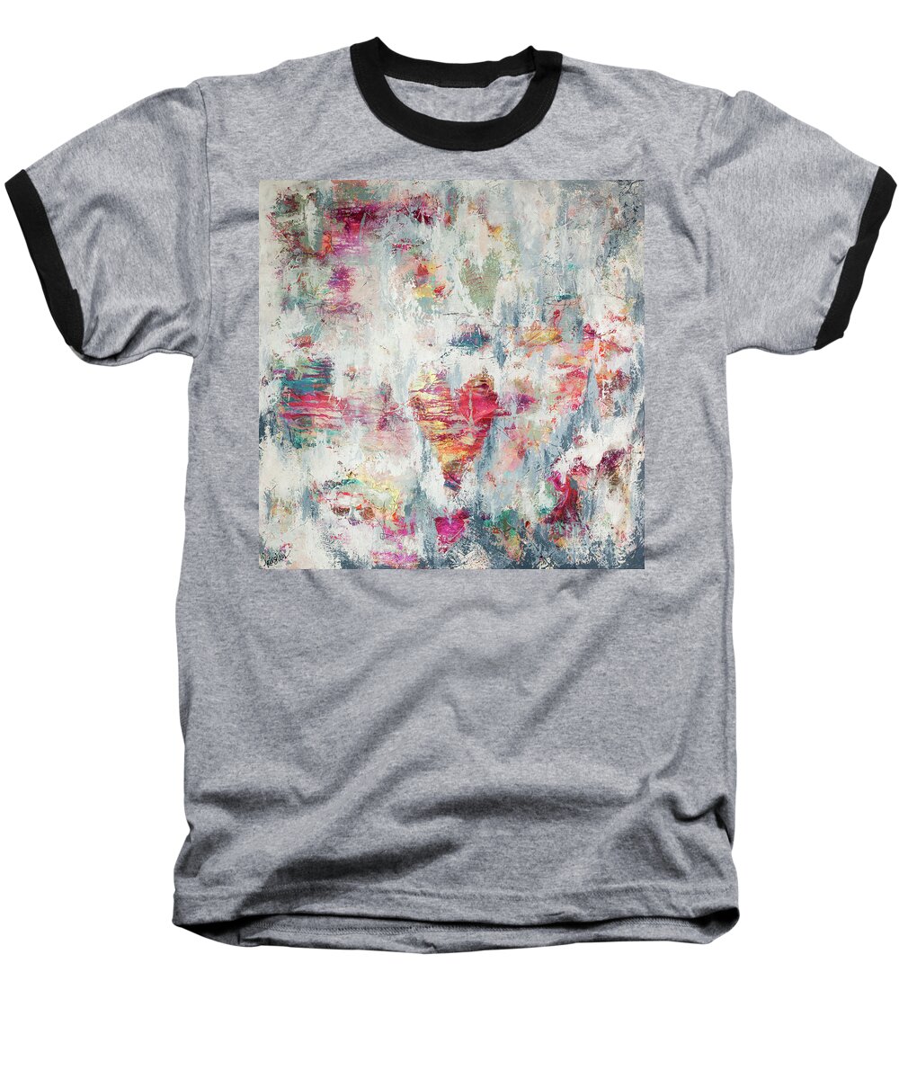 Abstract Baseball T-Shirt featuring the painting Messy Love by Kirsten Koza Reed