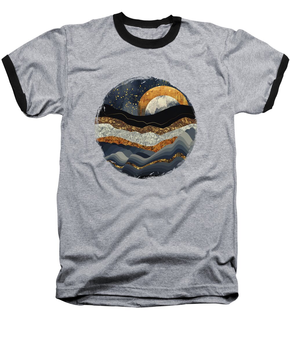 Metallic Baseball T-Shirt featuring the digital art Metallic Mountains by Katherine Smit