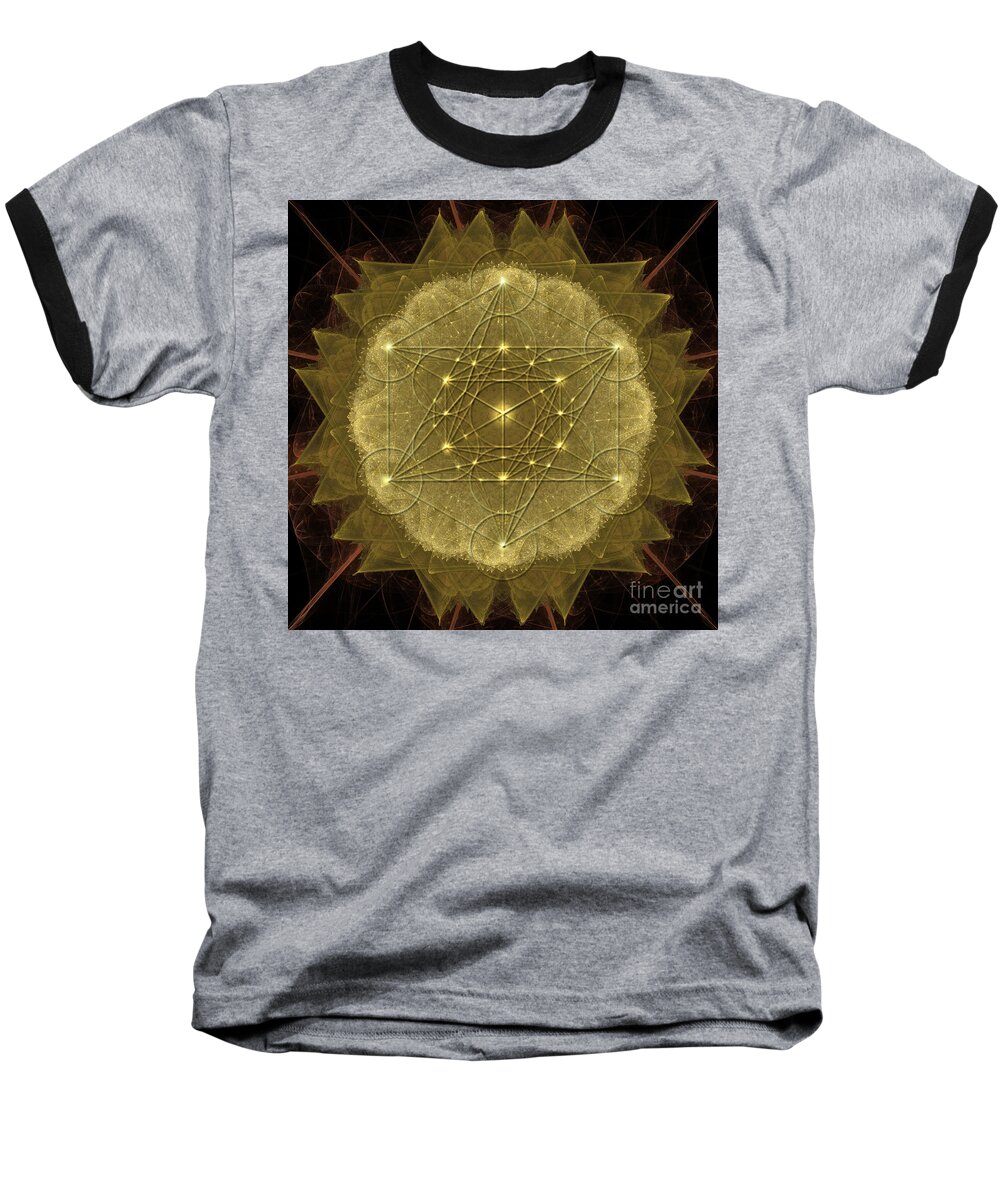 Metatron's Cube Baseball T-Shirt featuring the digital art Metatron's Cube geometric by Alexa Szlavics