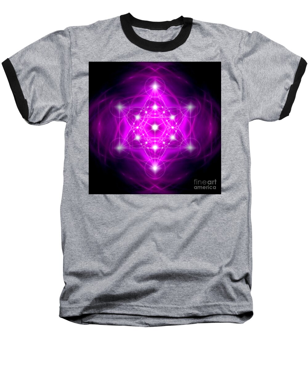 Metatron Baseball T-Shirt featuring the digital art Metatron's Cube Vibration by Alexa Szlavics