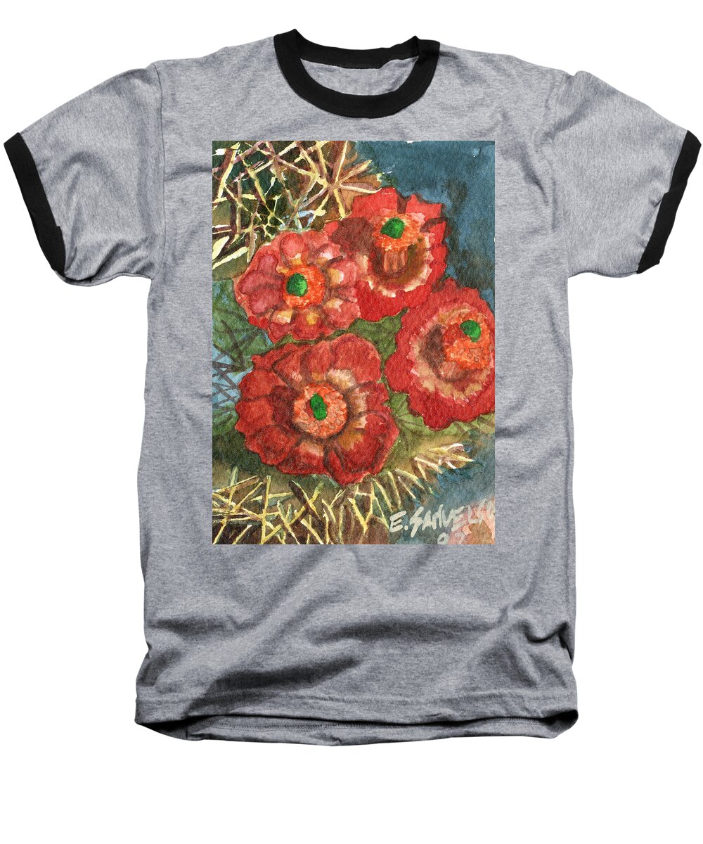 Orange Baseball T-Shirt featuring the painting Mexican Pincushion by Eric Samuelson