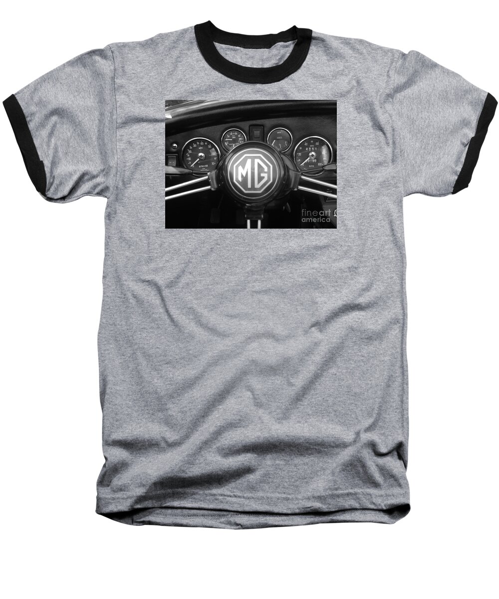Mg Midget Baseball T-Shirt featuring the photograph MG Midget Dashboard by Neil Zimmerman