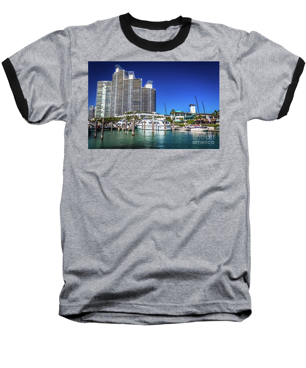 Miami Baseball T-Shirt featuring the photograph Luxury Yachts Artwork 4573 by Carlos Diaz