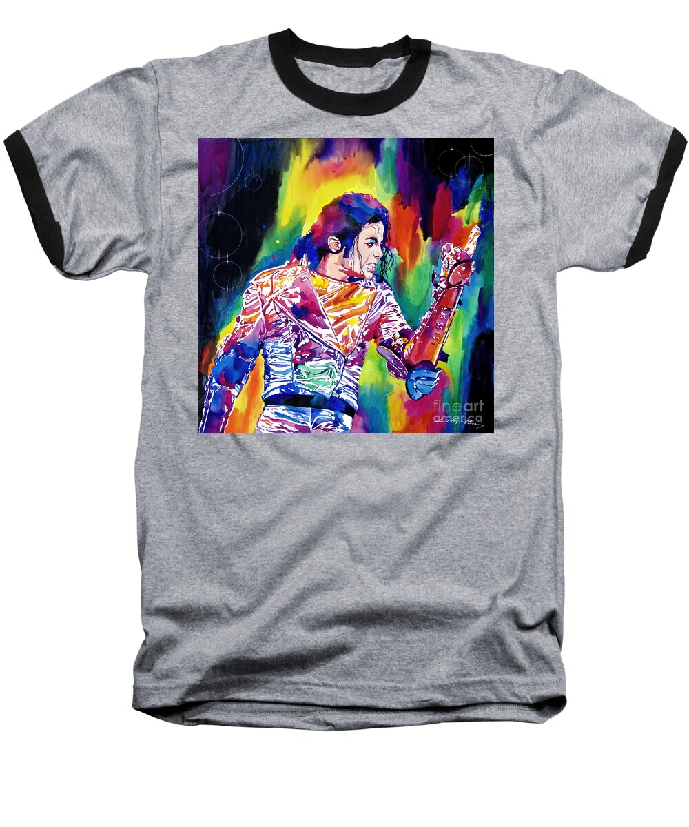 Michael Jackson Baseball T-Shirt featuring the painting Michael Jackson Showstopper by David Lloyd Glover