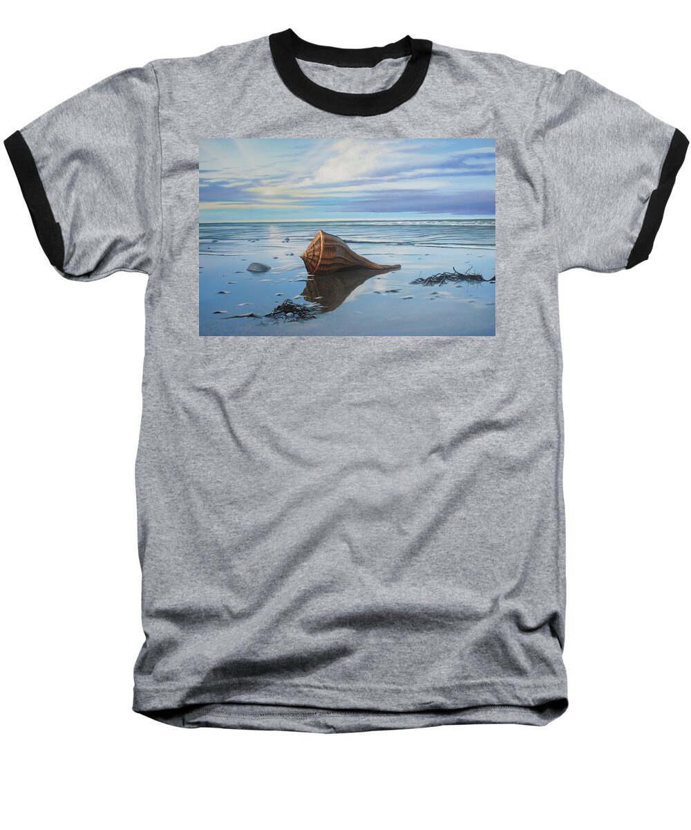 Shell Baseball T-Shirt featuring the painting Mid February by Anthony J Padgett