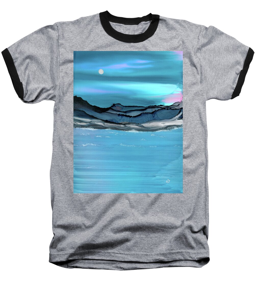 Silver Moon Baseball T-Shirt featuring the painting Midday Moon by Eli Tynan