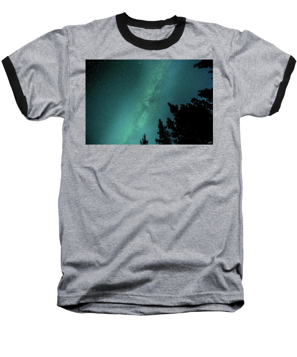 Stars Baseball T-Shirt featuring the photograph Milky Way above the Trees by Phil And Karen Rispin
