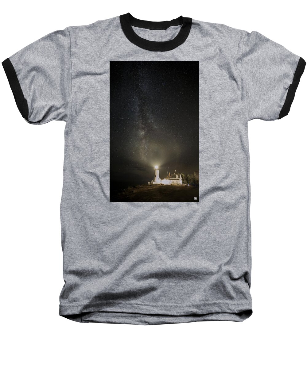 Milky Way Baseball T-Shirt featuring the photograph Milky Way At Pemaquid Light by John Meader