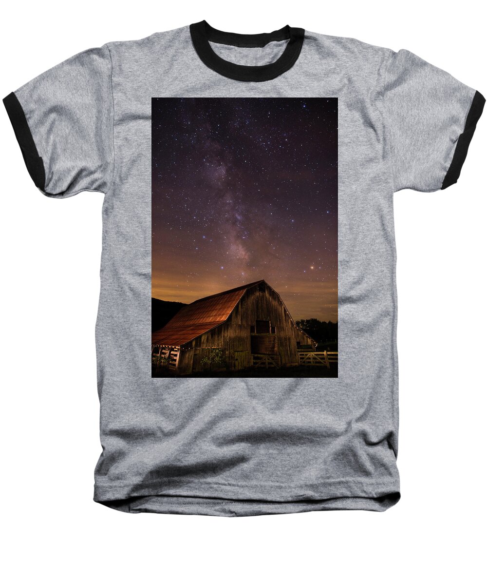 Milky Way Baseball T-Shirt featuring the photograph Milky Way over Boxley Barn by Eilish Palmer
