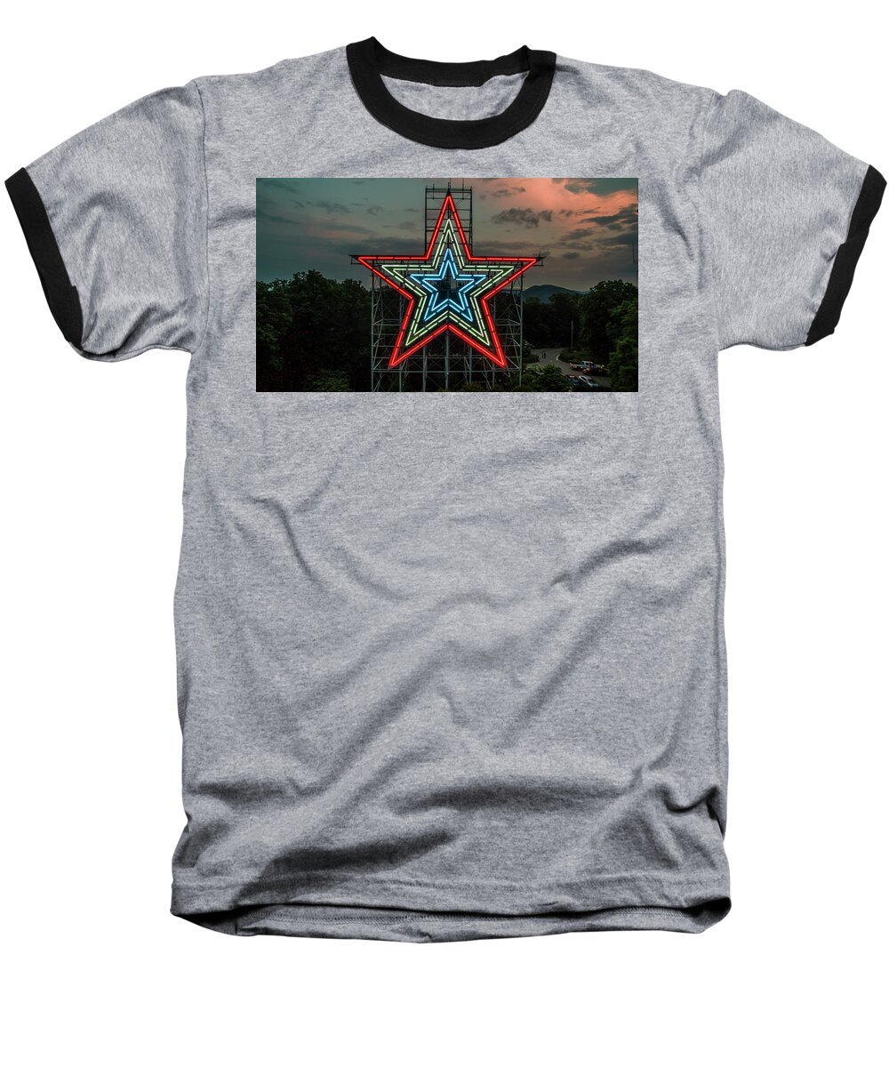 Mill Mountain Baseball T-Shirt featuring the photograph Mill Mountain Sunset by Star City SkyCams