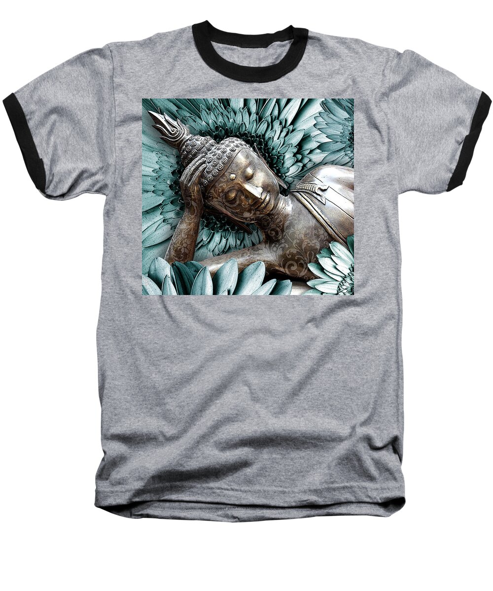 Buddha Baseball T-Shirt featuring the mixed media Mind Bloom by Christopher Beikmann
