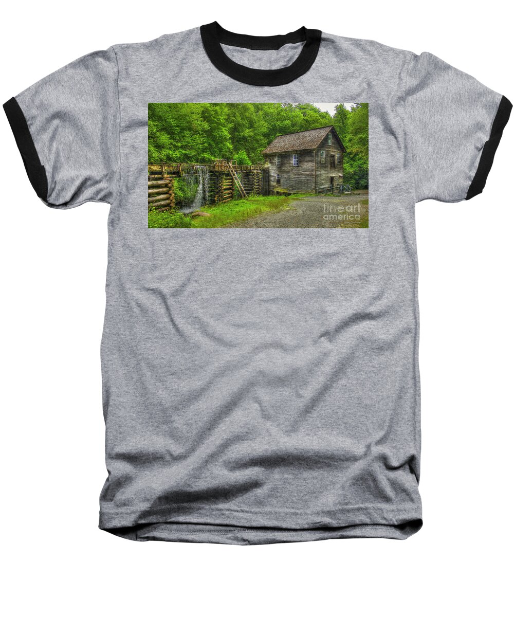 Reid Callaway Historic Mingus Mil Artl Baseball T-Shirt featuring the photograph Mingus Mill 3 Mingus Creek Great Smoky Mountains Art by Reid Callaway