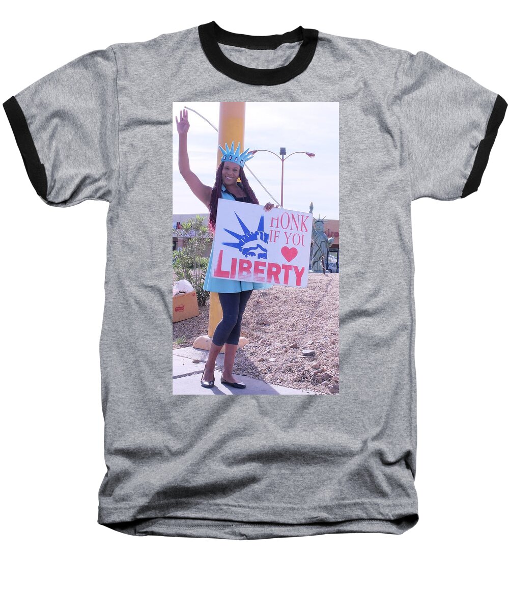  Baseball T-Shirt featuring the photograph Miss Liberty by Carl Wilkerson