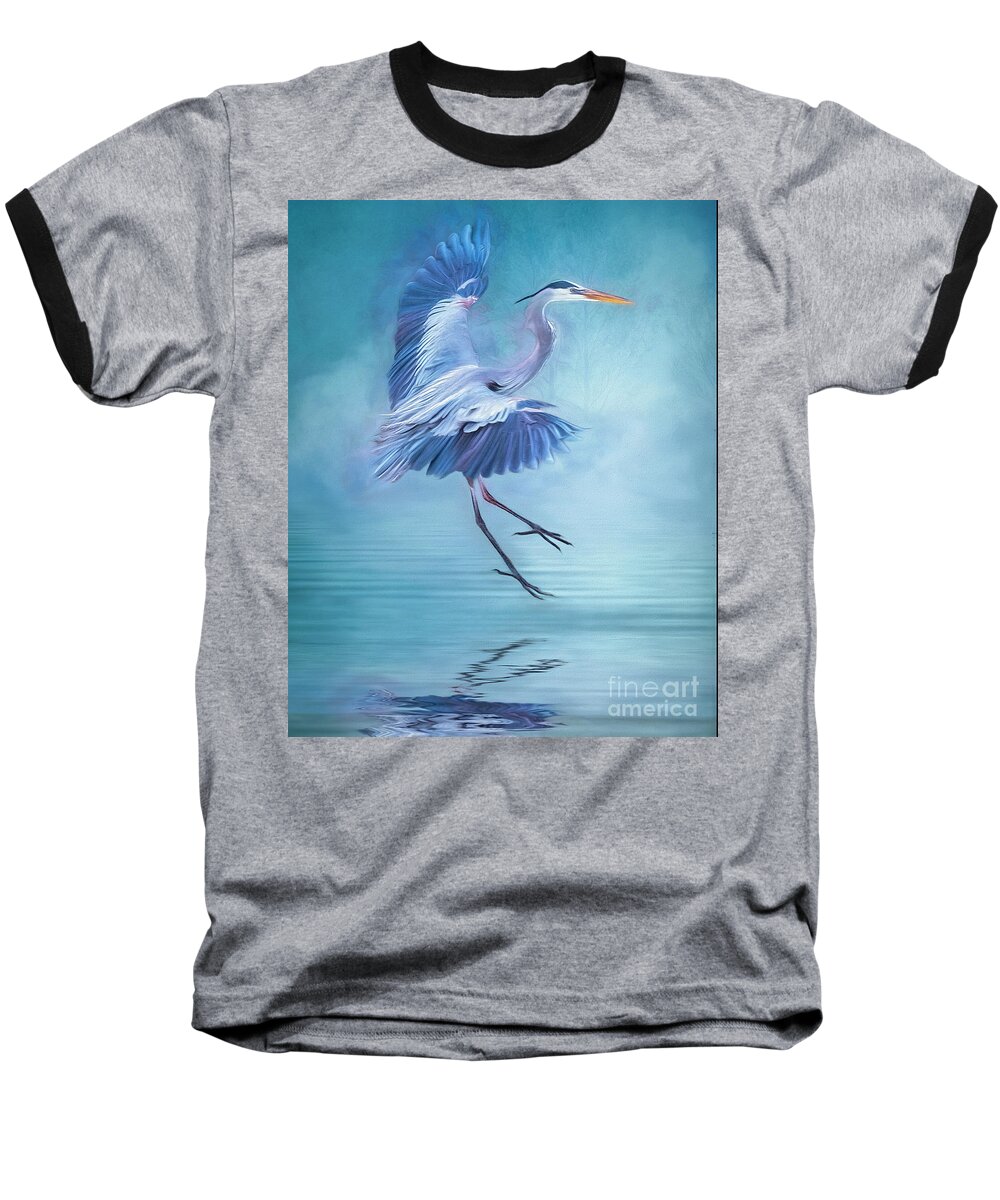 Heron Baseball T-Shirt featuring the photograph Misty Blue by Brian Tarr