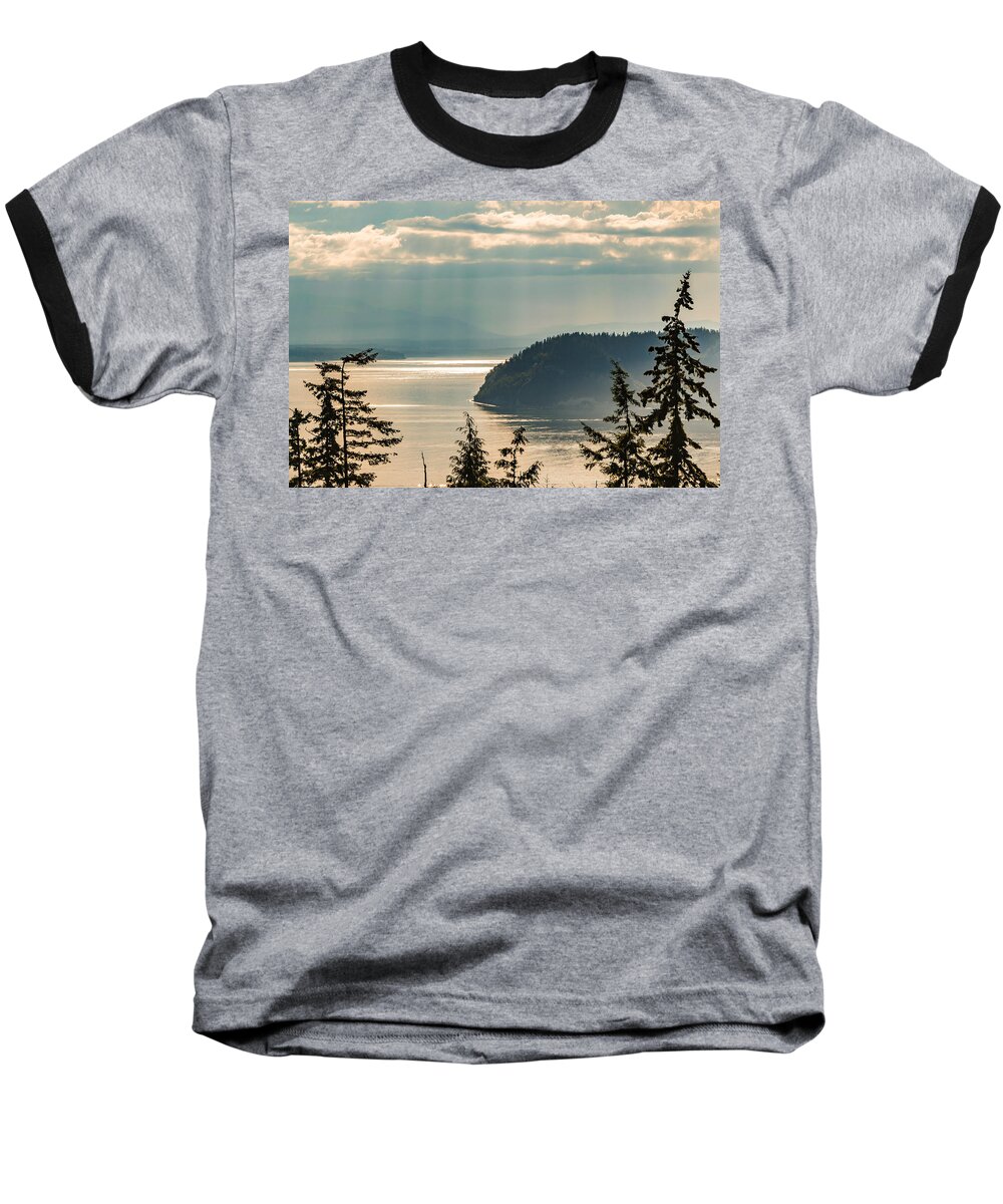 Sky Baseball T-Shirt featuring the photograph Misty Island by Ed Clark