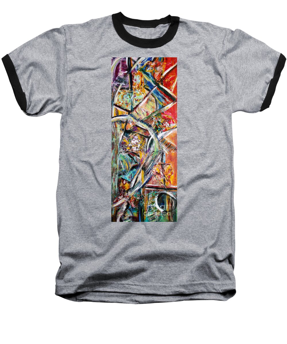 Color Abstract Baseball T-Shirt featuring the painting Mix and Match by Yael VanGruber