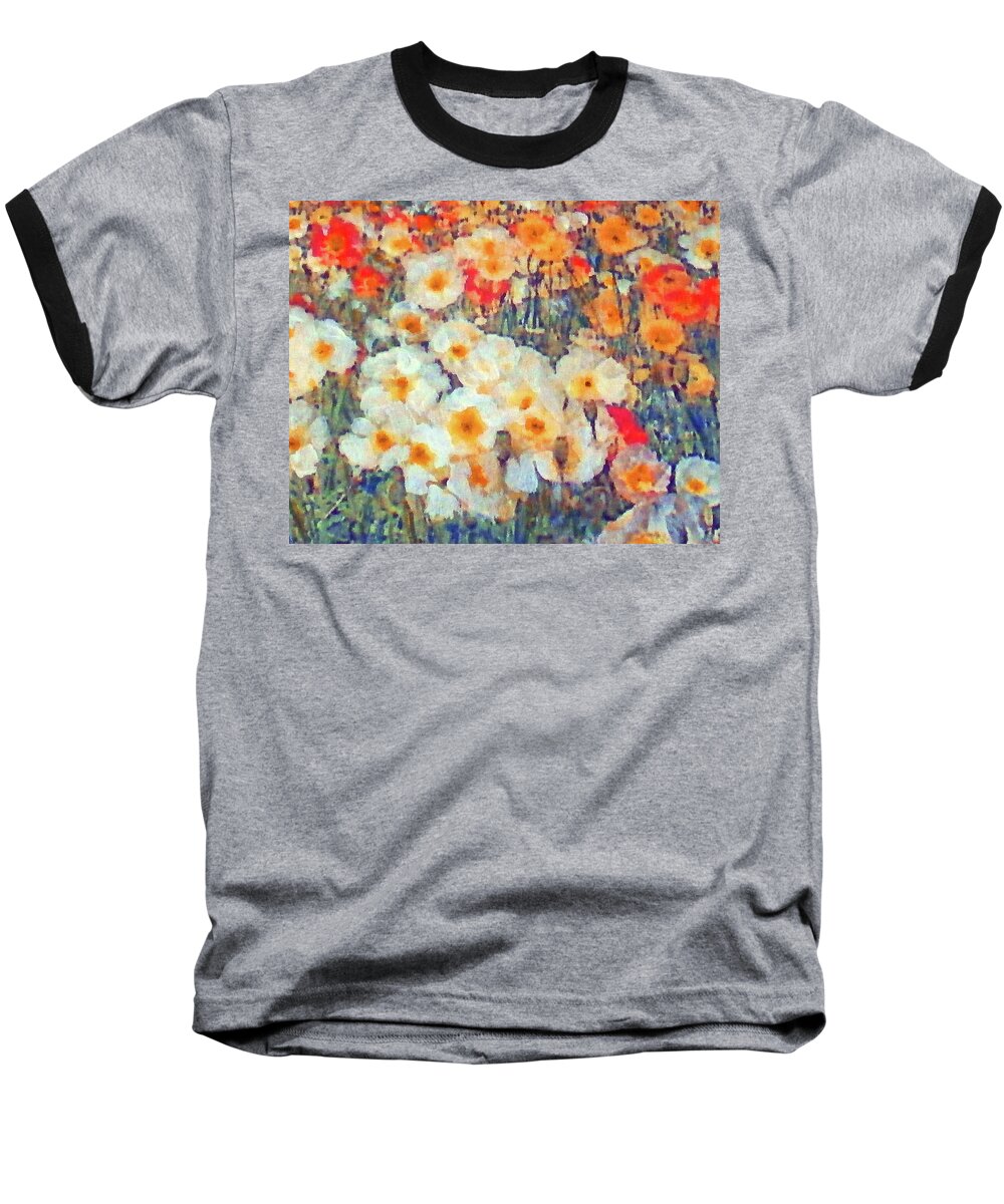 Poppies Baseball T-Shirt featuring the painting Mixed Poppies by Richard James Digance