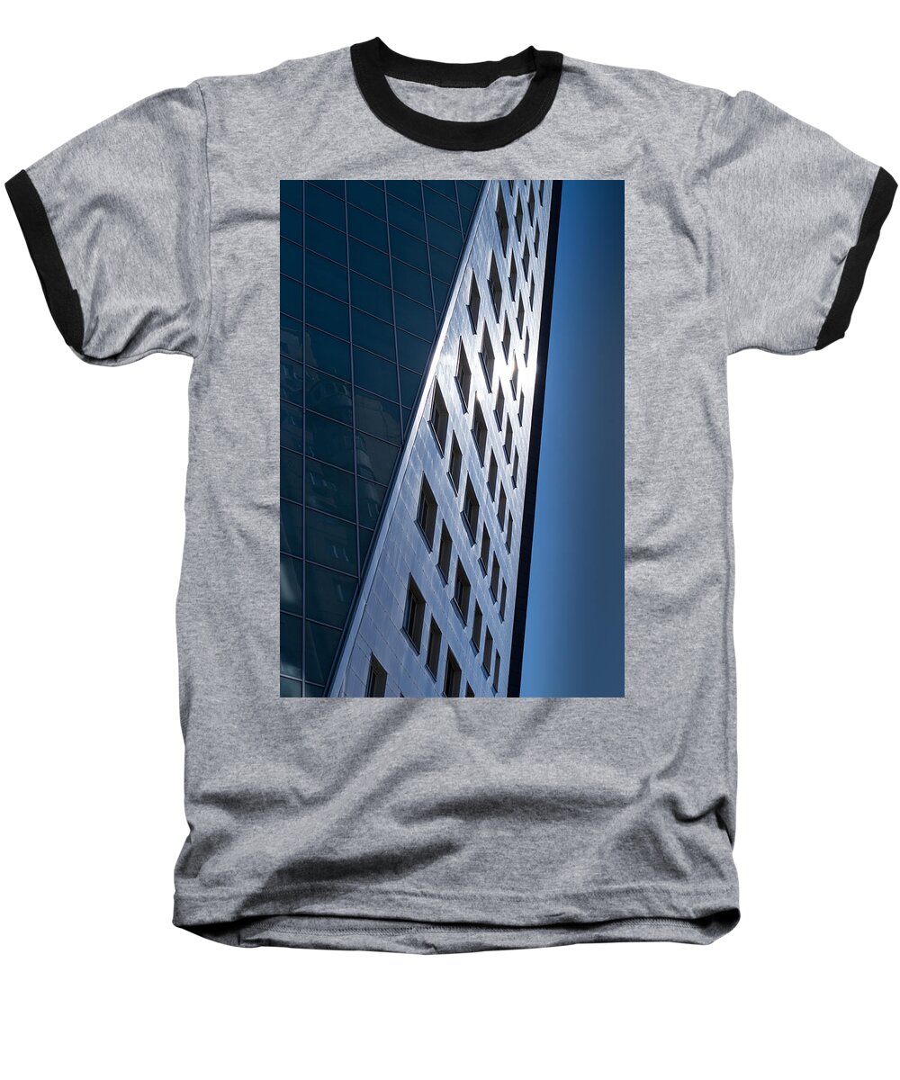 Architecture Abstract Baseball T-Shirt featuring the photograph Blue Modern Apartment Building by John Williams