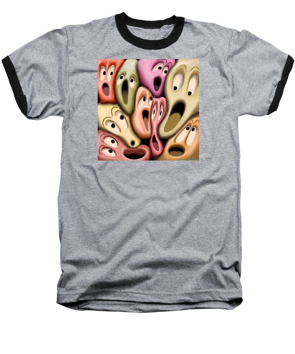 Psychedelic Baseball T-Shirt featuring the painting Modern public transport by ThomasE Jensen