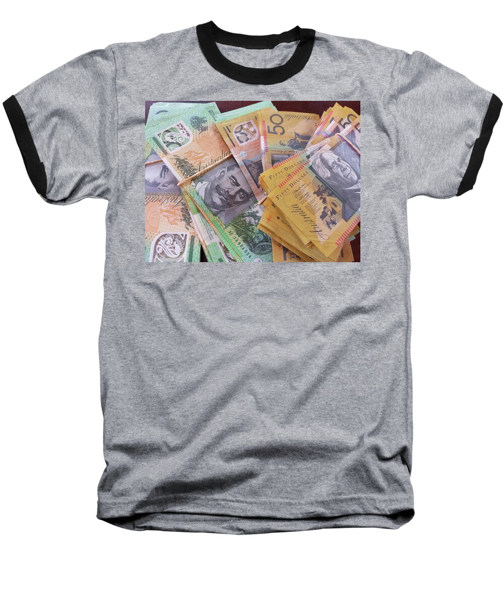 Australian Dollars Baseball T-Shirt featuring the photograph Money by Debbie Cundy