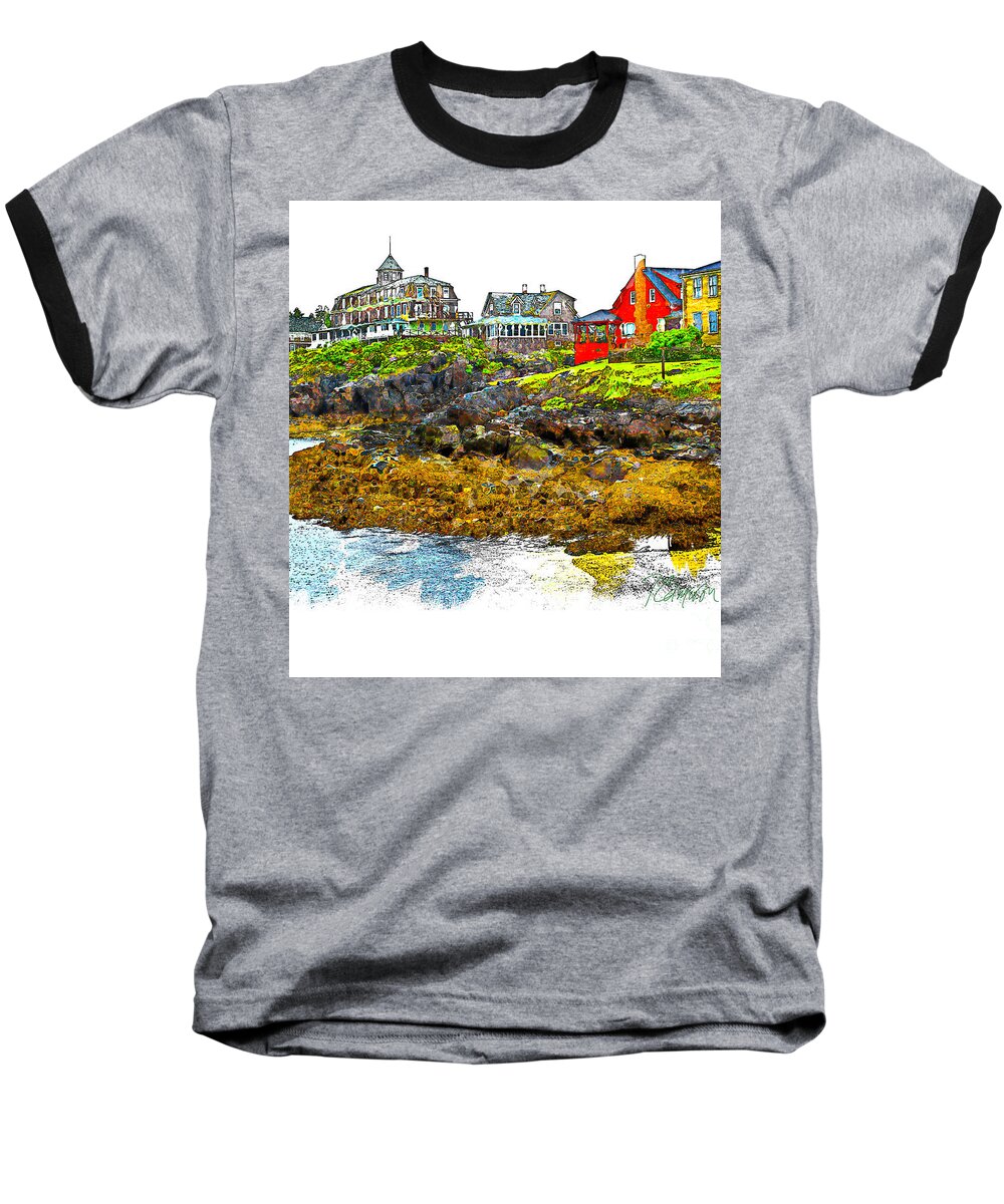 Monhegan Island Baseball T-Shirt featuring the photograph Monhegan West Shore by Tom Cameron