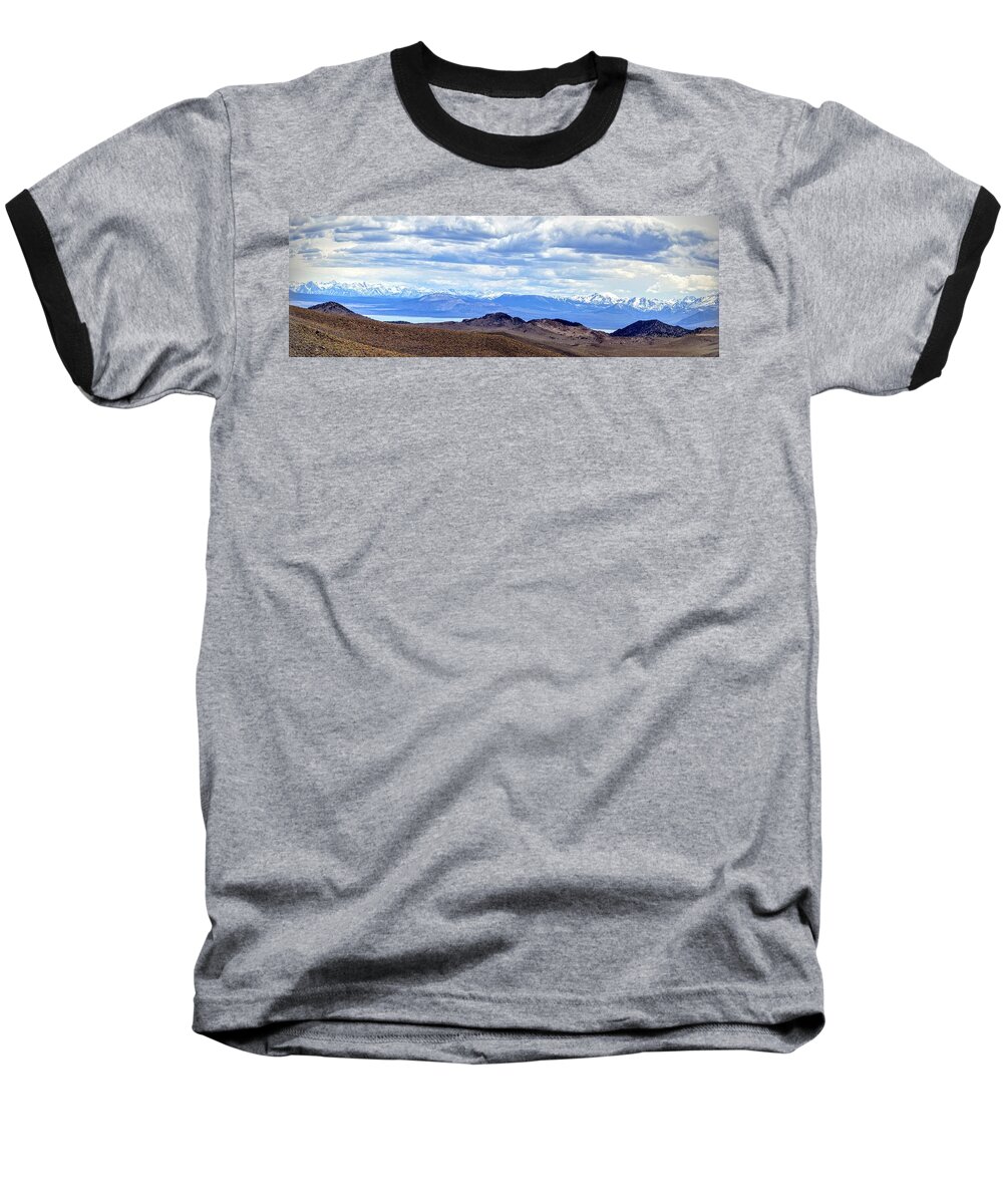 Scenic Baseball T-Shirt featuring the photograph Mono Lake from Bodie Hills by AJ Schibig