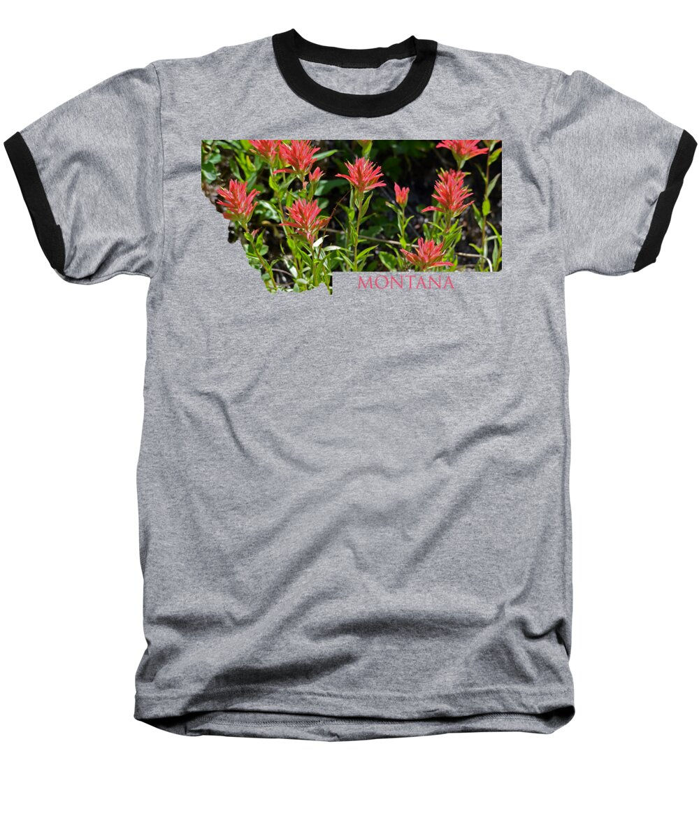 Montana Baseball T-Shirt featuring the photograph Montana-Indian Paintbrush by Whispering Peaks Photography