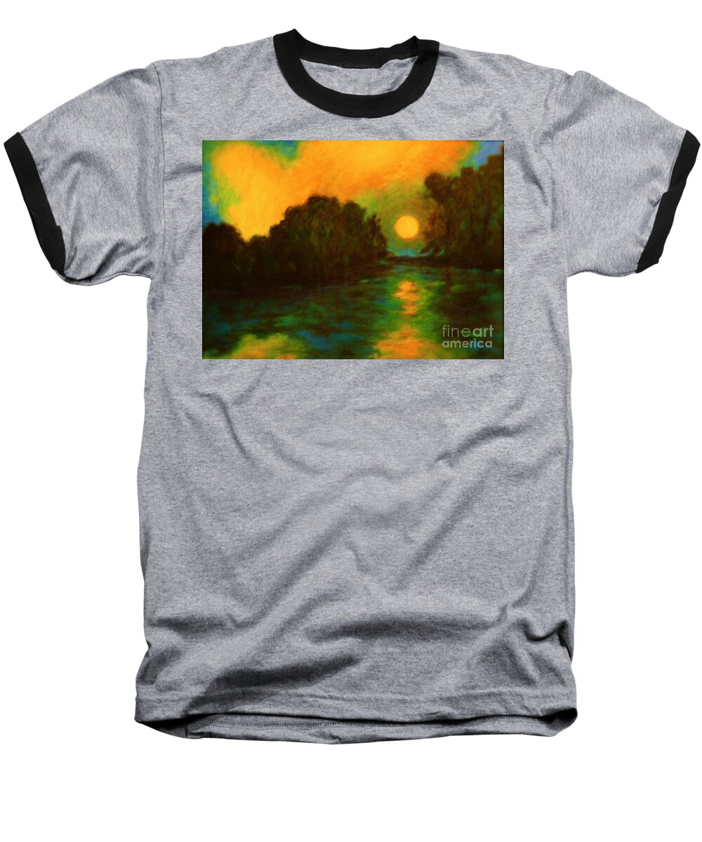 Landscape Baseball T-Shirt featuring the painting Moon Glow by Alison Caltrider