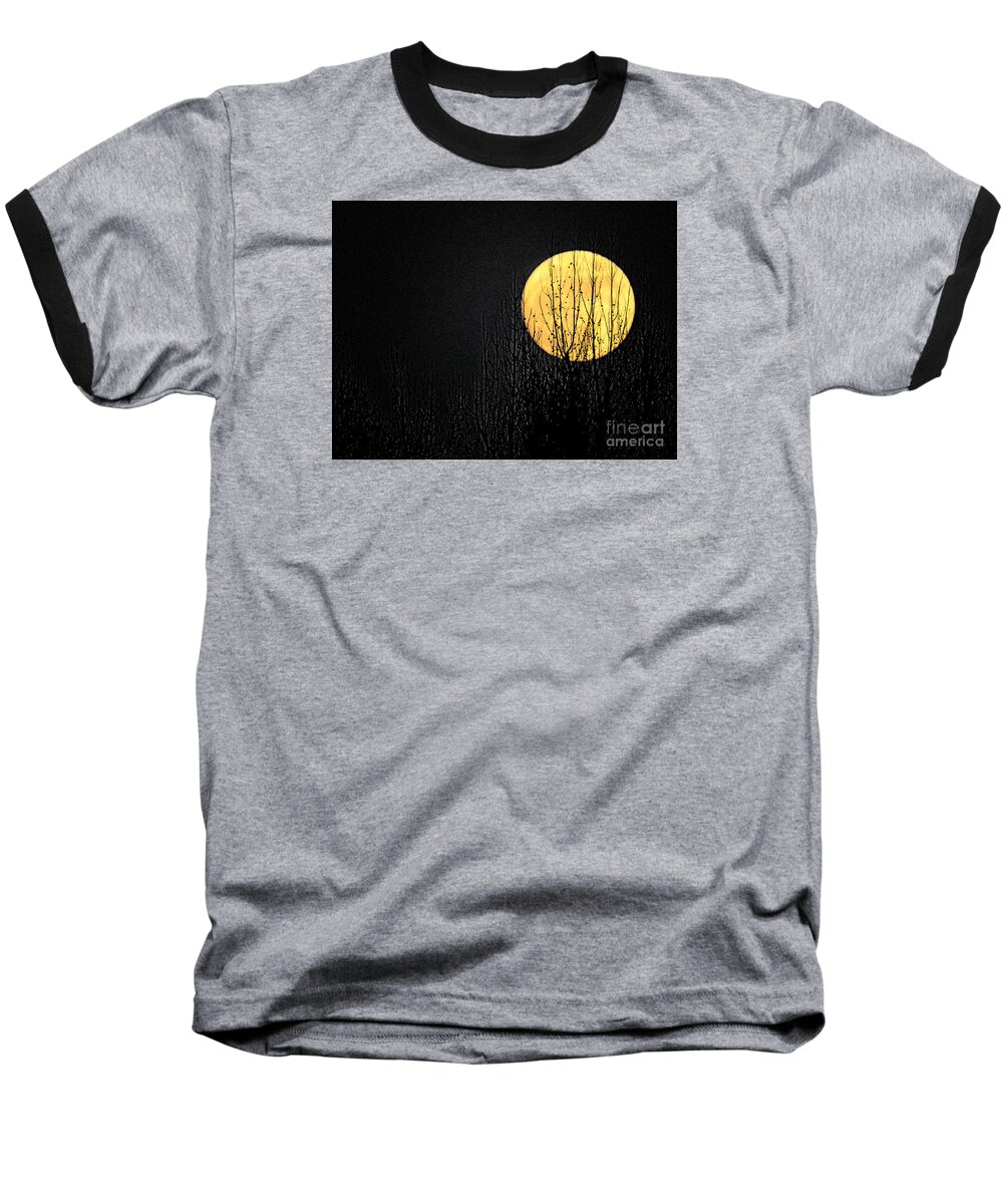 Moon Over The Trees Photo Art Craig Walters Artistic Woods Sky Landscape Tree Photograph Photographic Skies Night A An Artist Artistic Baseball T-Shirt featuring the digital art Moon over the Trees by Craig Walters