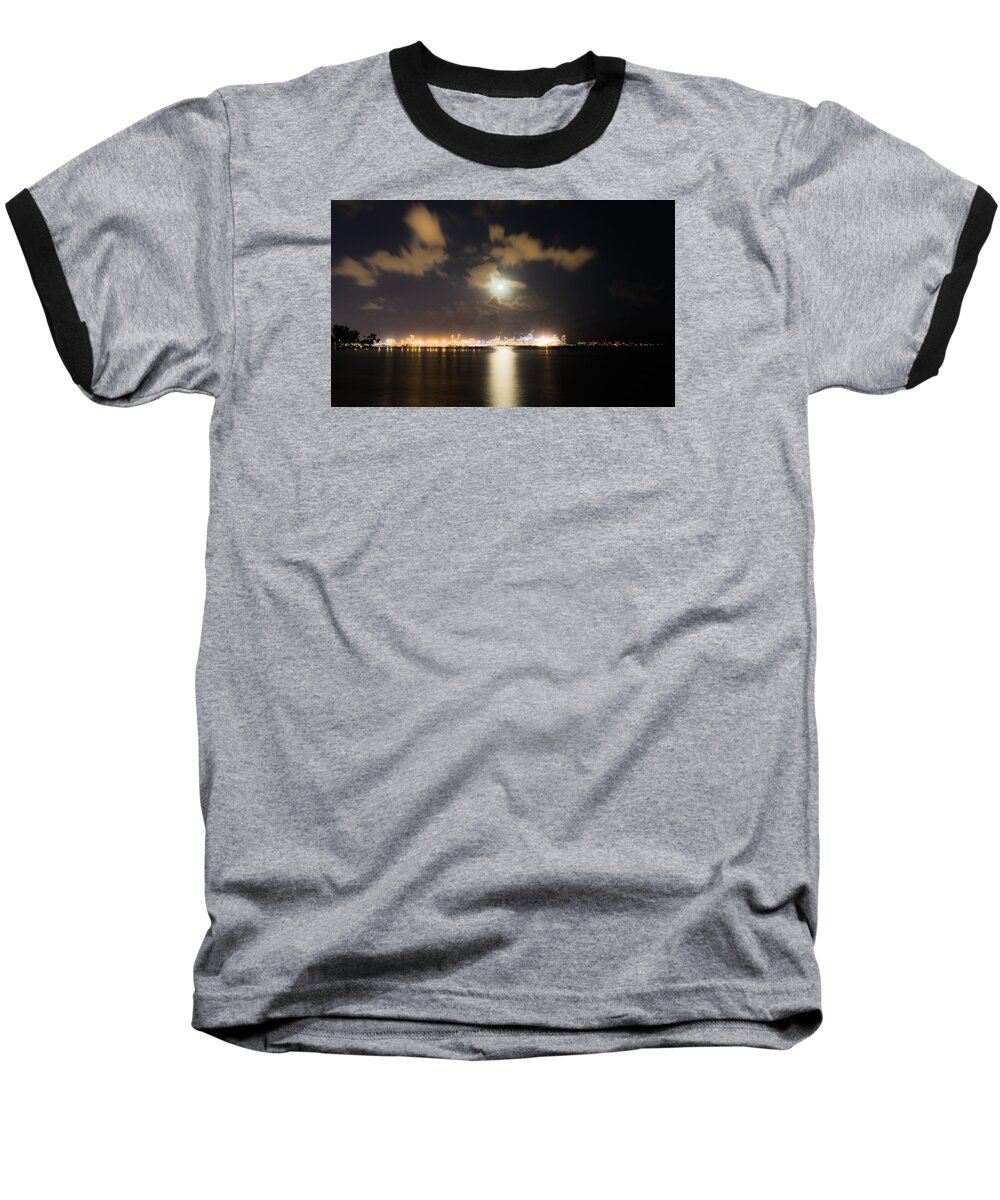 Moon Baseball T-Shirt featuring the photograph Moonlight reflections by Mike Dunn