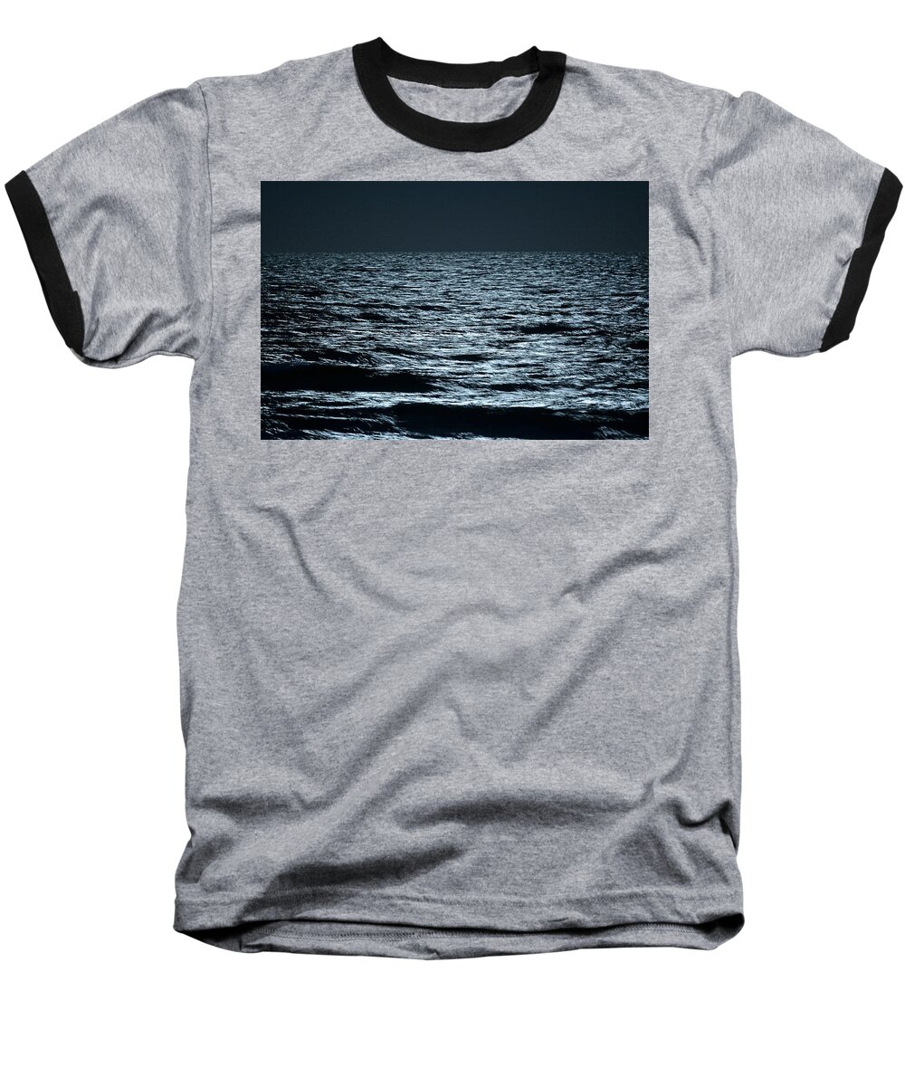 Moon Baseball T-Shirt featuring the photograph Moonlight waves by Nancy Landry
