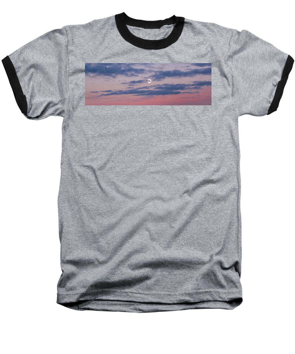 Moonrise Baseball T-Shirt featuring the photograph Moonrise In Pink Sky by D K Wall