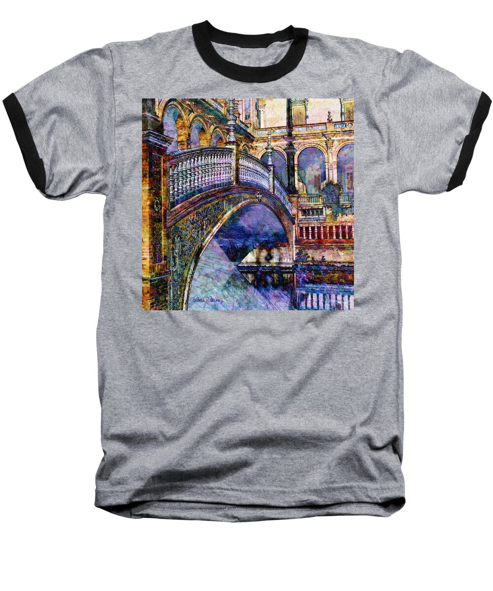 Bridge Baseball T-Shirt featuring the digital art Moorish Bridge by Barbara Berney
