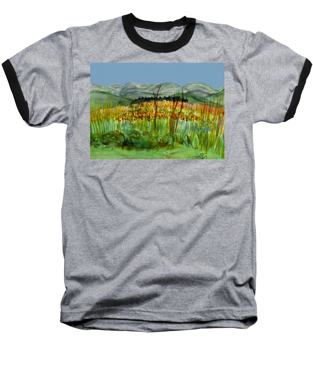 Batrton Vt Baseball T-Shirt featuring the painting Morning in Backyard at Barton by Donna Walsh