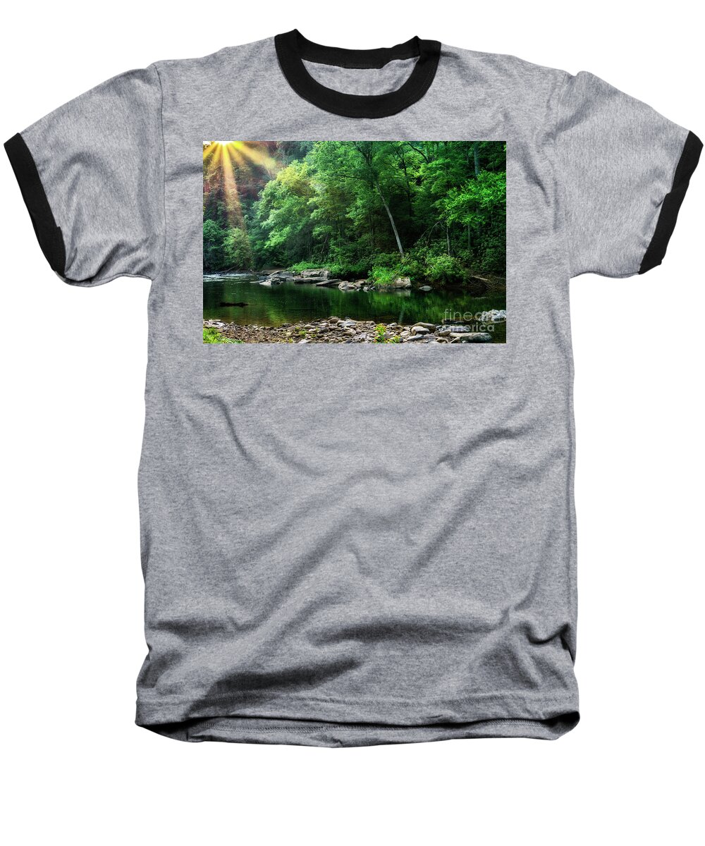 Williams River Baseball T-Shirt featuring the photograph Morning Light on Williams River by Thomas R Fletcher