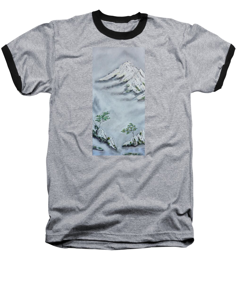 Morning Mist Baseball T-Shirt featuring the painting Morning Mist 2 by Amelie Simmons