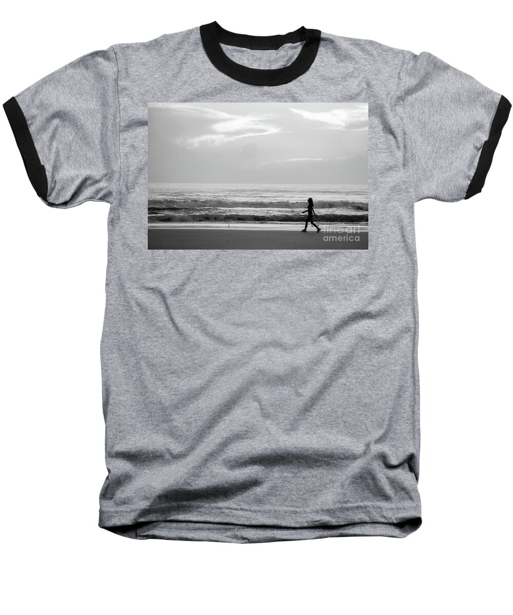 Daytona Beach Baseball T-Shirt featuring the photograph Morning Walk by Ed Taylor