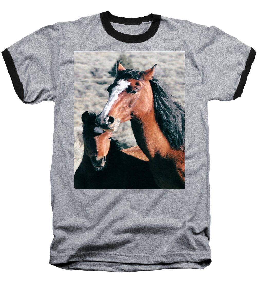 Horse Baseball T-Shirt featuring the photograph Mother and Colt Wild by Terry Fiala