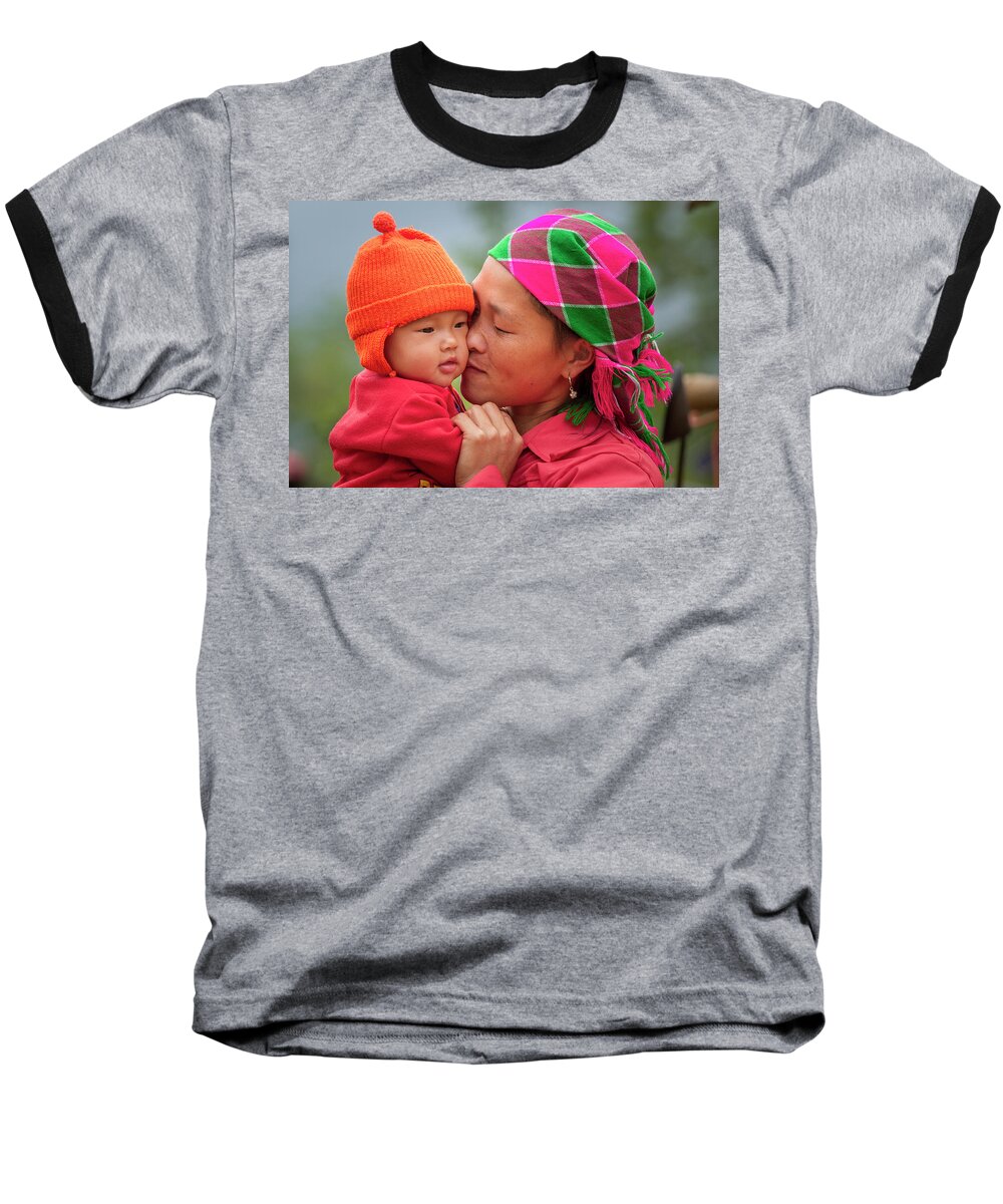Mom Baseball T-Shirt featuring the photograph Motherly love, Sa Pa, 2014 by Hitendra SINKAR