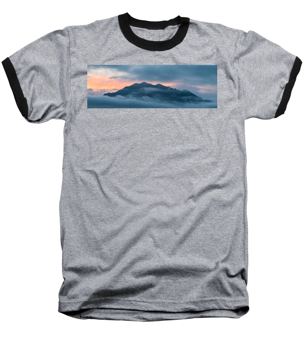 El Paso Baseball T-Shirt featuring the photograph Mount Franklin Stormy Winter Sunset Pano by SR Green