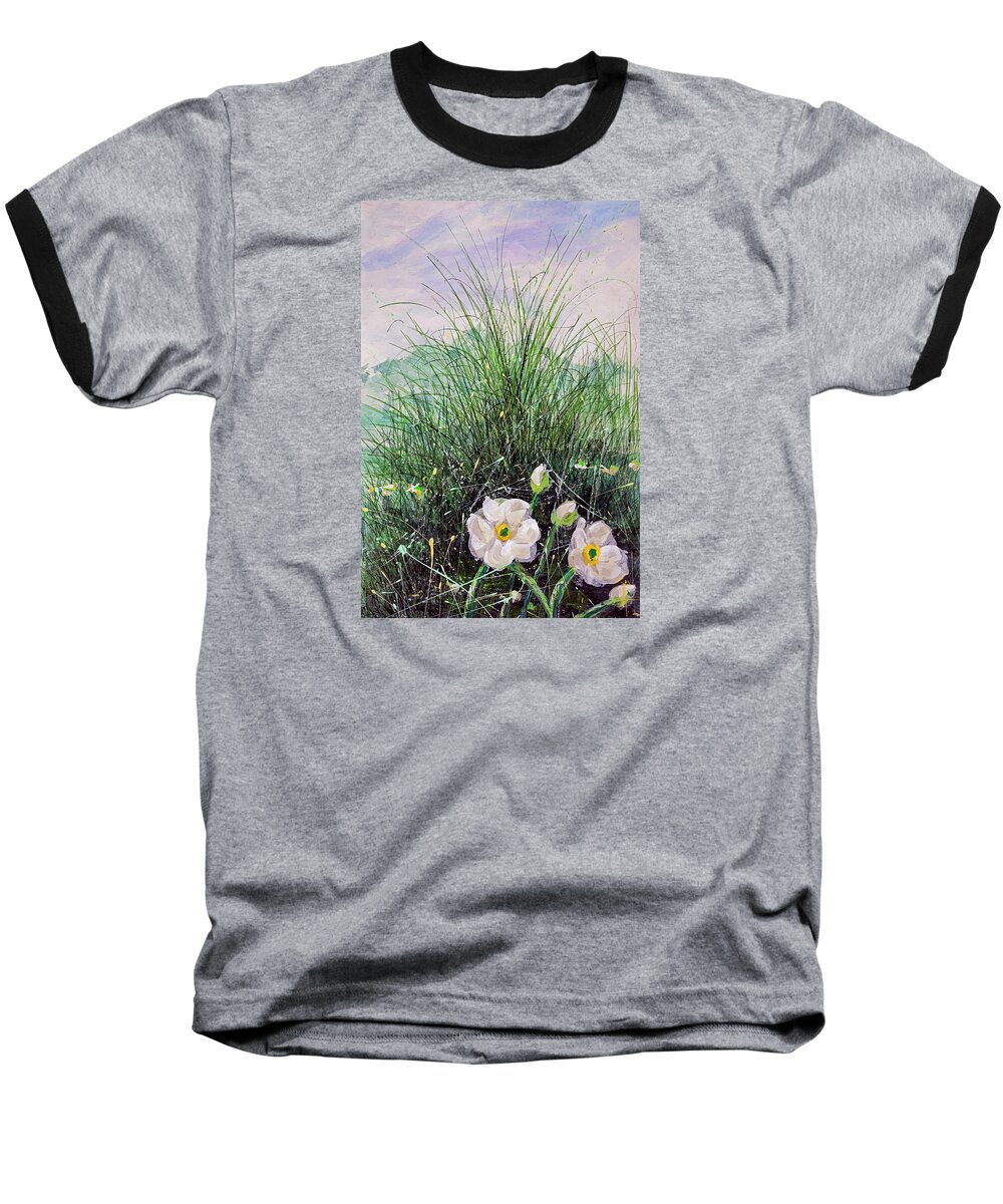Digital Art Baseball T-Shirt featuring the mixed media Mountain Daisy 1 by Ian Anderson