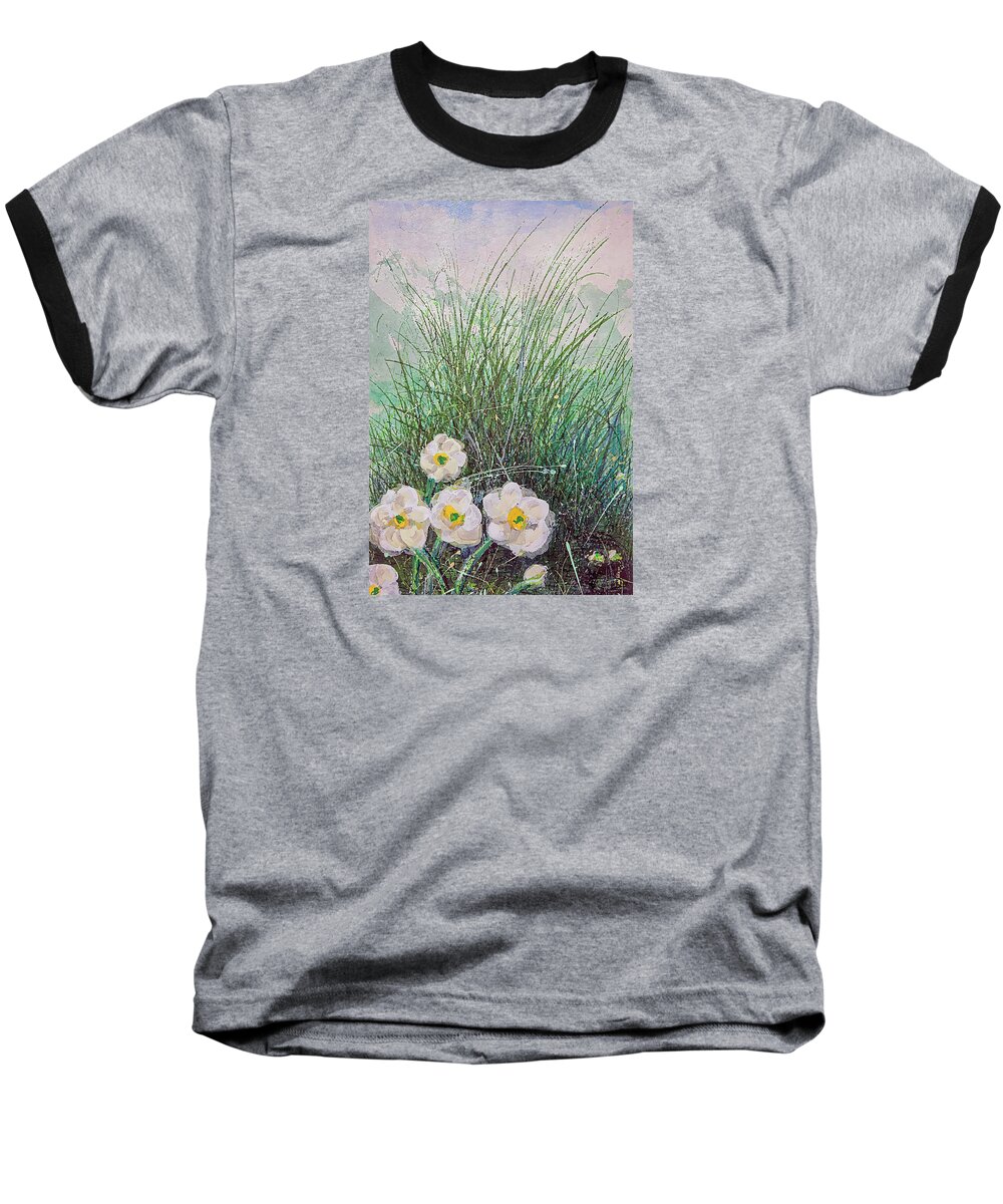 Digital Art Baseball T-Shirt featuring the mixed media Mountain Daisy 2 by Ian Anderson