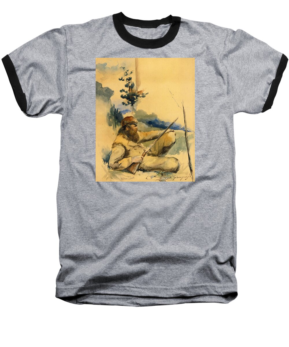 Charles Schreyvogel Baseball T-Shirt featuring the drawing Mountain Man by Charles Schreyvogel