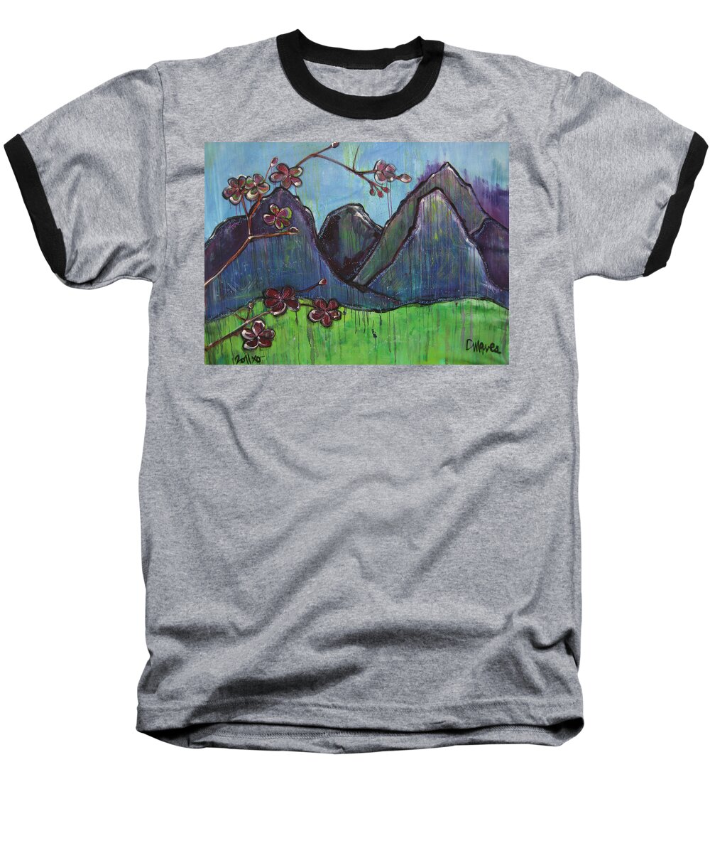 Mountains Baseball T-Shirt featuring the painting Copper Mountain Pose by Laurie Maves ART